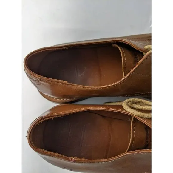 Frye James Crepe‎ Brown Leather Plain Toe Oxfords Mens Size 8.5